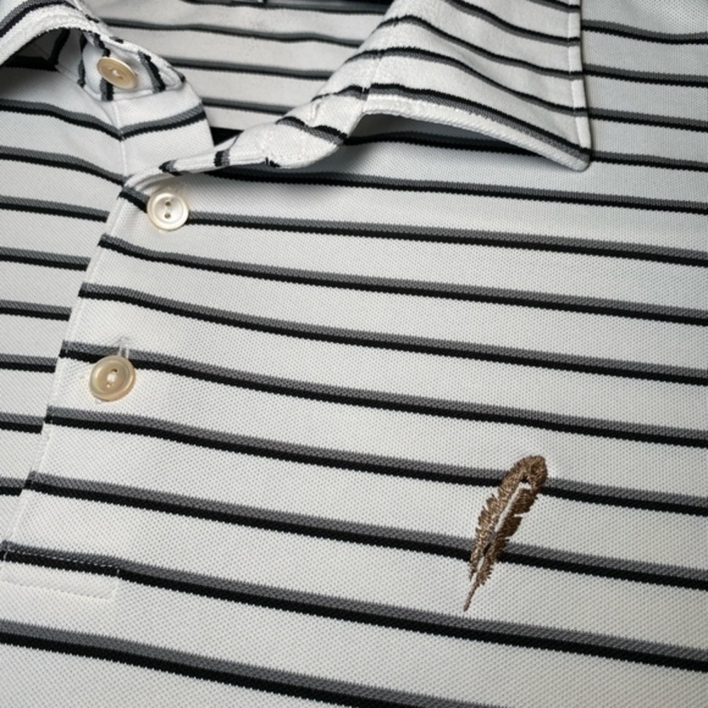 Peter Millar Summer Comfort Feather Logo Golf Polo Shirt Black Gray Mens Size xl - Picture 2 of 7